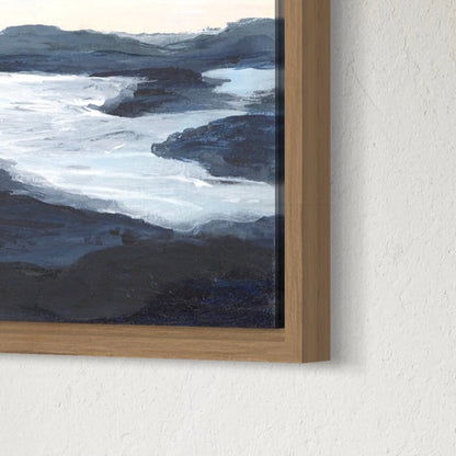 Framed abstract artwork on a textured white wall